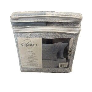 Charisma Queen 6 Piece Polyester  Bedroom Sheet Set, Parsley Lore Blue